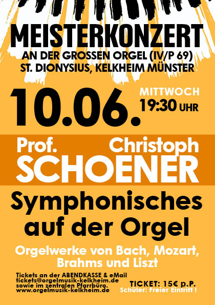 10.06.2026 – 22. MEISTERKONZERT mit Prof. Christoph Schoener